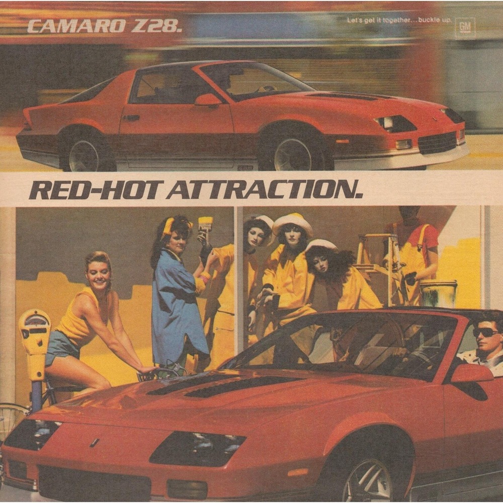 Vintage 1986 Chevrolet Camaro Z28 Print Ad Red Hot Attraction Sports Car Decor